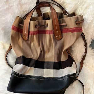 Burberry Brown Heston Check Bucket Bag